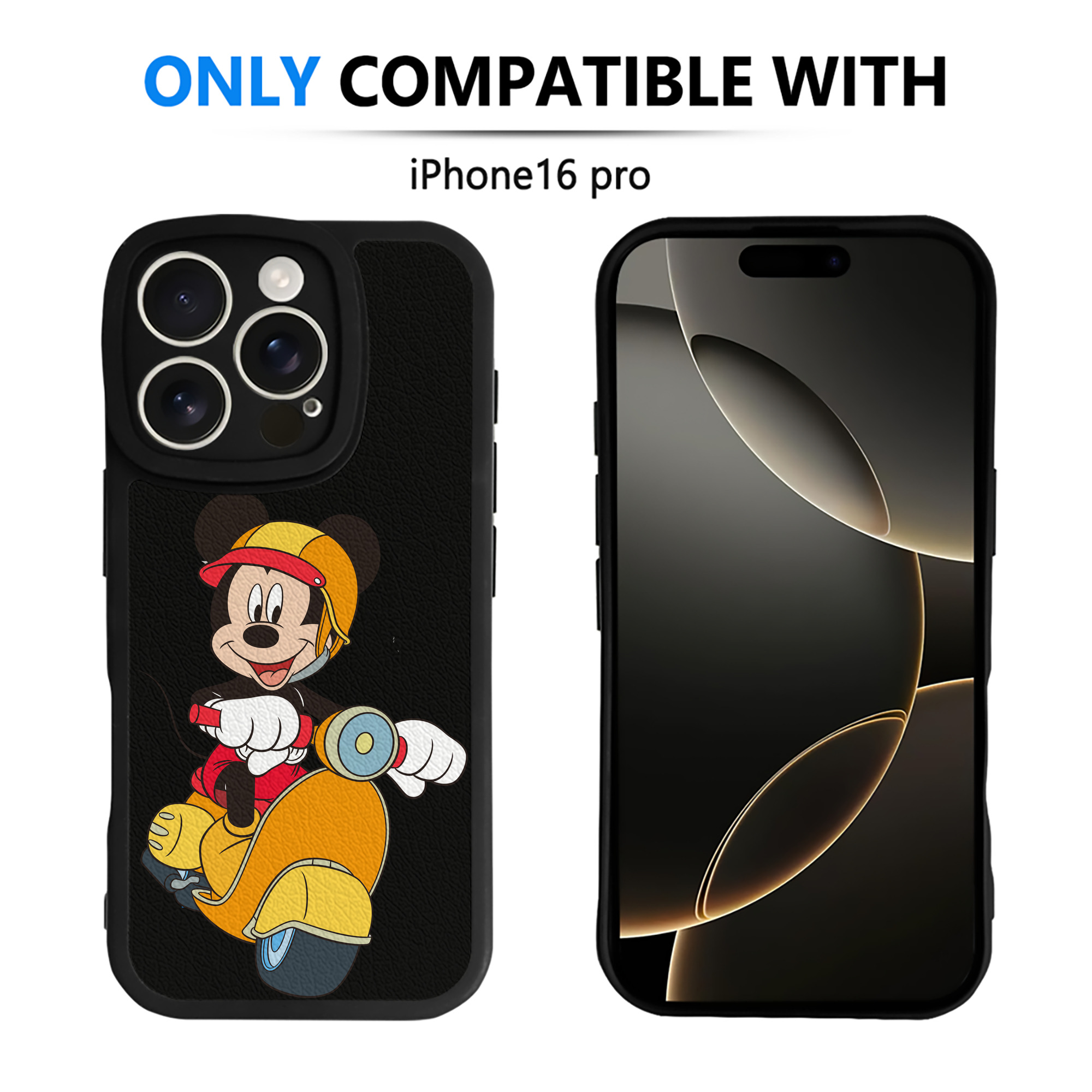 （画像用） ミッキーマウス Mickey Mouse 【iPhone 16シリーズ対応】シリコンスマホケース（レザー調） 材質：シリコン